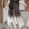 Женская осенняя личность градиентная эластичная юбка на талии нишевая нерегулярная винтажная юбка