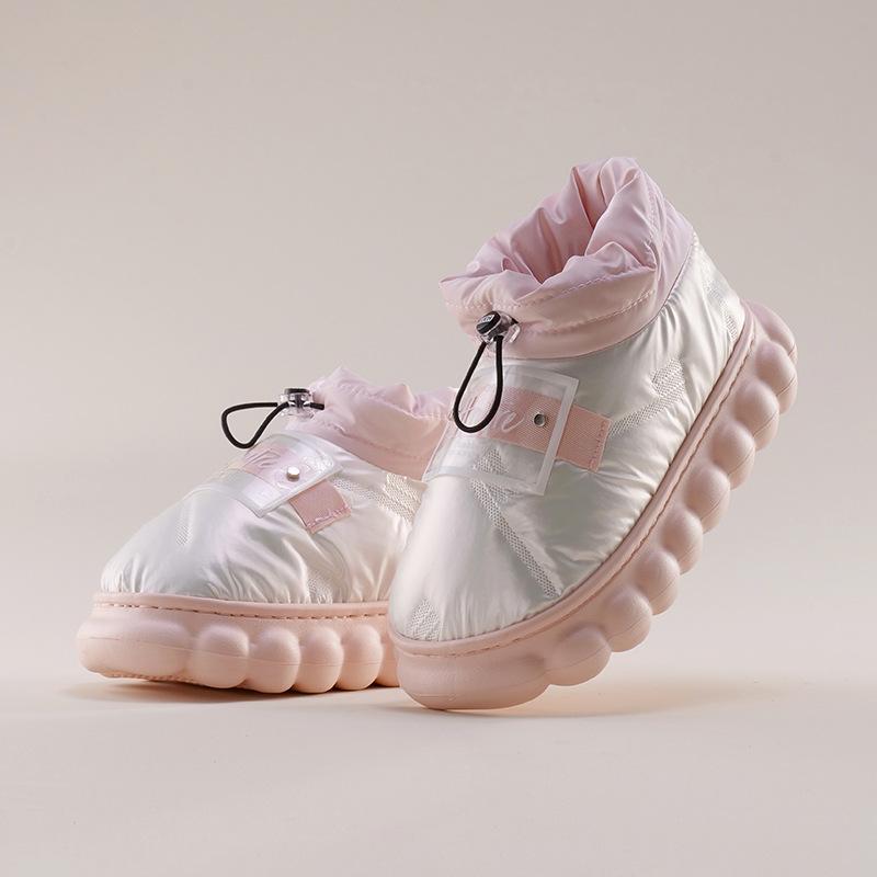 Mo Dou Водонепроницаемые хлопковые туфли на каблуке-вамп для женщин и мужчин Мягкие домашние ботинки Модельерские уличные зимние ботинки унисекс