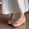 Wear Small Height-increasing Bow Shoes, Light Square Head Nude Light Mouth Flat Ballet Shoes for Women