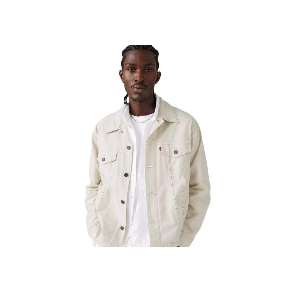 Куртка Levis SS25 из льна и денима, свободного кроя, с заостренным воротником, с логотипом на переднем кармане, мужская, белая A5782-0063