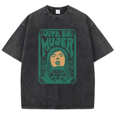 Женские хлопковые стираные футболки, трендовые свободные футболки с круглым вырезом, классические топы с ажурным узором и принтом, летняя уличная женская одежда