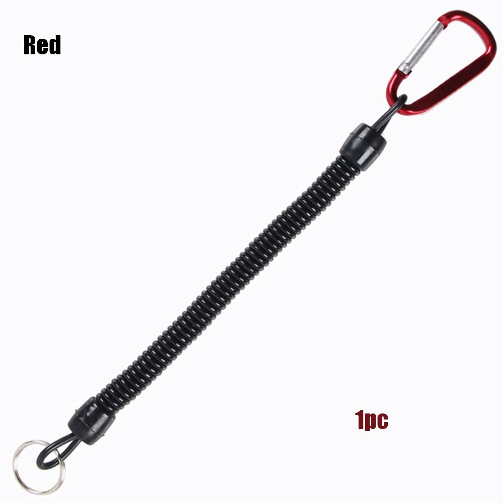 Camping Portable Fishing Lanyards Spring Elastic Rope Camping Carabiner Anti-lost Phone Keychain
