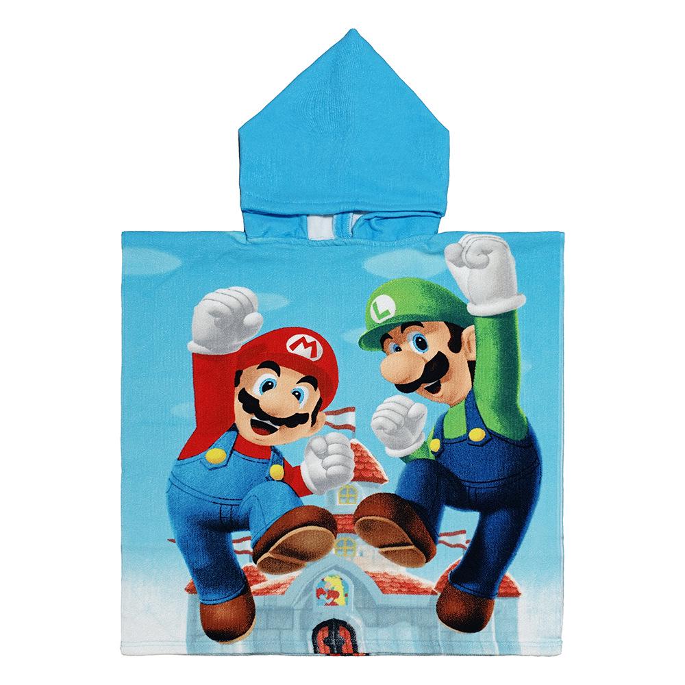 Ultra-Fine Fiber Cartoon Print Kids' Hooded Bath Towel Poncho