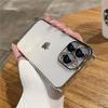Luxury Plating Transparent Soft Silicone Case for iPhone 15 14 Plus 13 12 Mini 11 Pro X XR XS Max 7 8 SE Camera Protection Cover