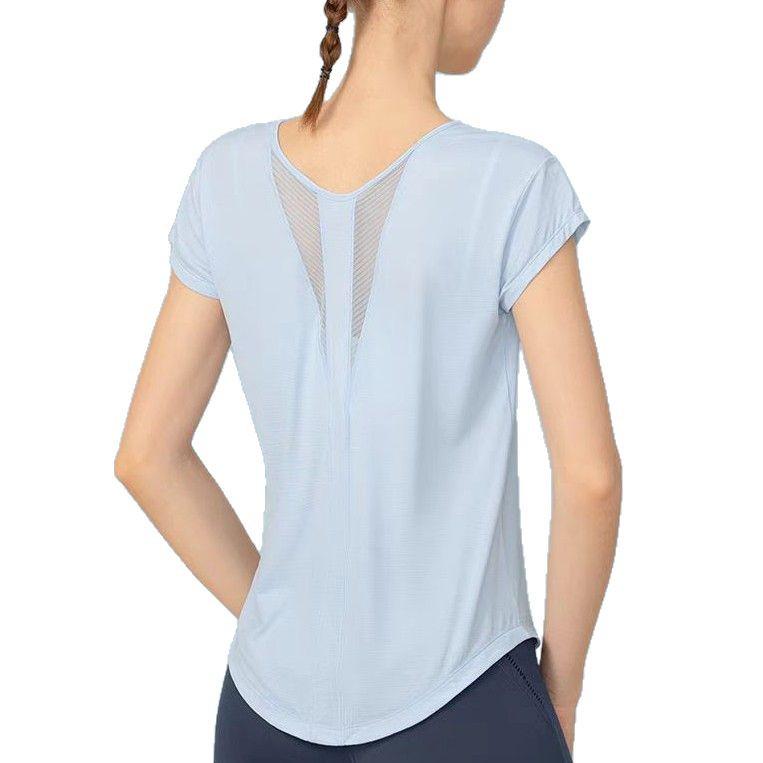 Женская быстросохнущая дышащая накидка для йоги: Короткий рукав, красивая спина, свободный крой для лета