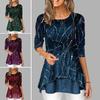 Plus Size Fashion Women Digital Printed 45355 Sleeve Round Neck Blouse Shirt