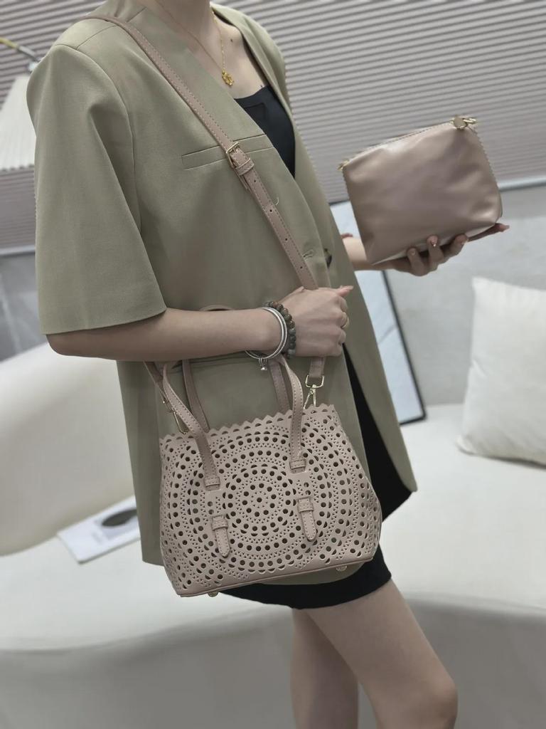 Набор сумок из кожи с резным узором Cross-Border: Сумка-тоут, косметичка и кошелек для монет