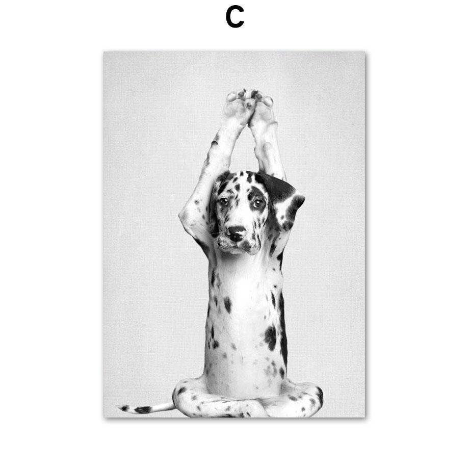 Танцы Йога кошка собака обезьяна настенная живопись на холсте черно-белые постеры на скандинавскую тему и принты настенные панно для декора гостиной