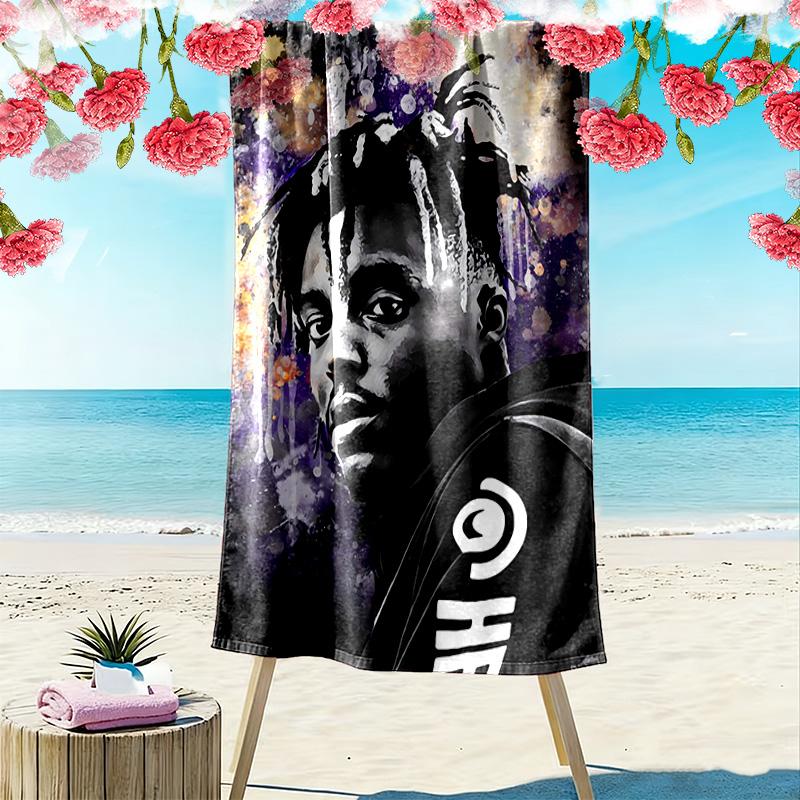 Пляжное полотенце с принтом Juice Wrld, Большое мягкое быстросохнущее полотенце для пляжа, кемпинга, плавания