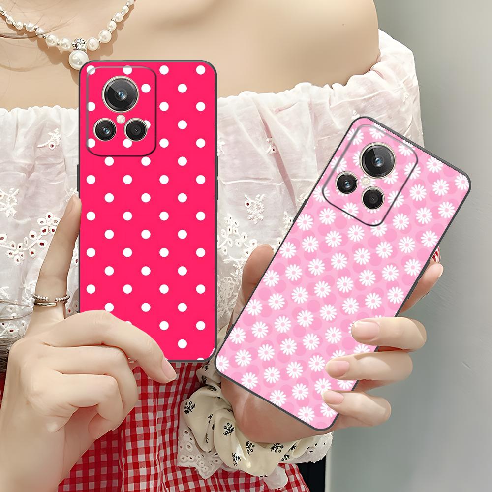 Розовый чехол для мобильного телефона с точками и сердцем для Realme GT 8 Neo Pro C75 73 71 C67 65 C55 53 C35 31 C20 15 Цветной печатный чехол Роскошный