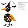 Creative Halloween Gift Wrought Iron Crow And Pumpkin Ornament, Metal Bird Candle Holiday Home Accents Holder Statue with LED for Table Decor