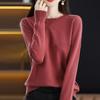 Women Sweater Solid Color Round Neck Long Sleeve Slim Fit Top Casual Autumn Winter Knitting Tops Travel Daily Wear