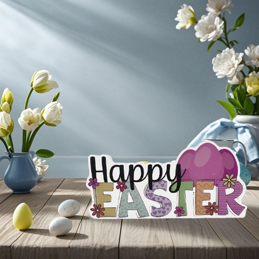 Happy Easter Ornament With English Flower Letters