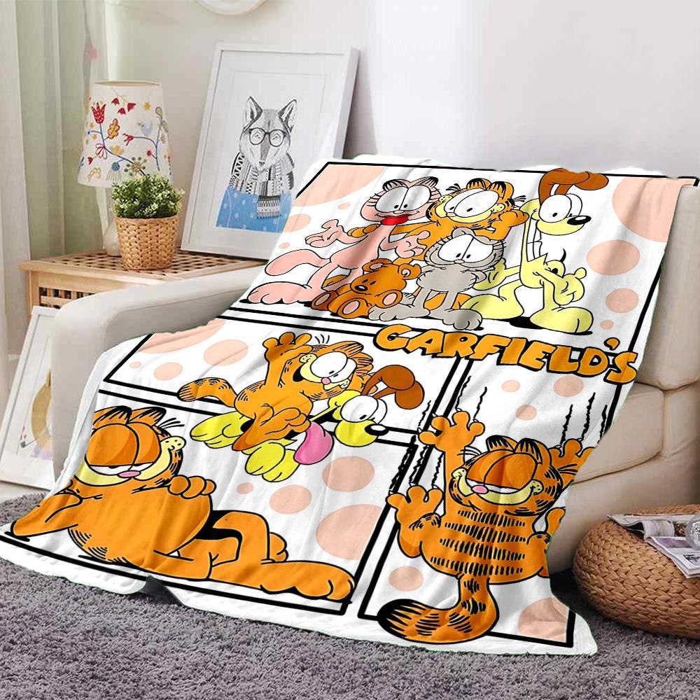 Garfield'S Adventures Comics Flannel Blanket Super Soft Warm Cozy Blanket For Sofa Bed Office Travel Allseason Home Decor Gift