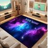 Space Cosmic Theme Crystal Velvet Floor Rug Personalized Custom Name Text Warm Carpet Home Decoration