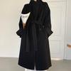 Новое осенне-зимнее тонкое двухстороннее кашемировое пальто на шнуровке для женщин с модным темпераментом и удлиненное шерстяное пальто