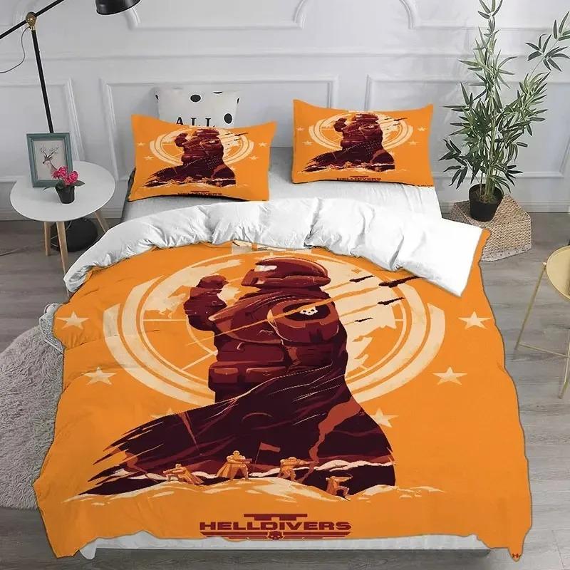 3D HELLDIVERS 2 Bedding Sets Comforter Quilt Bed Cover Duvet Cover Pillow Case Sets Kids Adult Size For Home Textiles