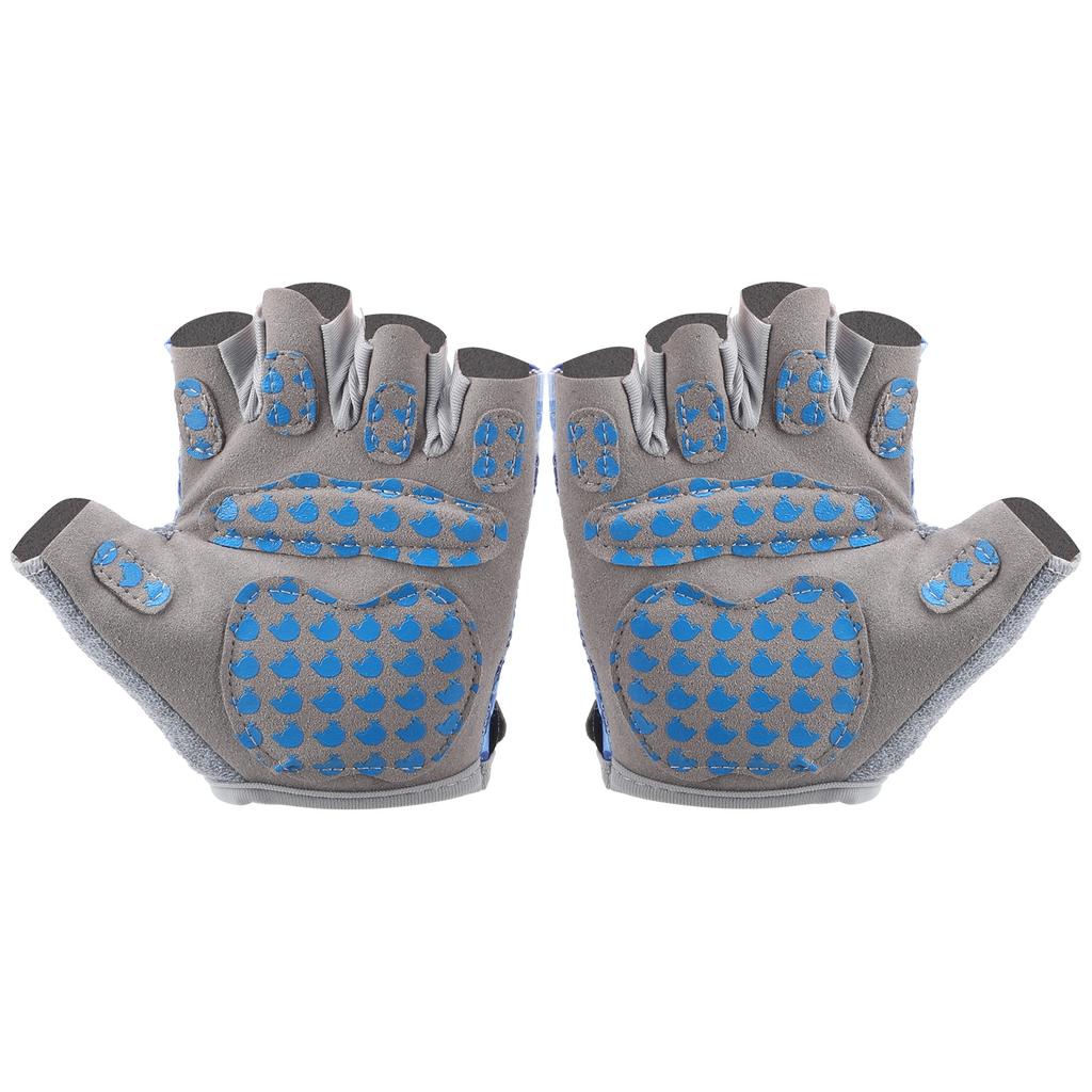 Нескользящие Синие Велосипедные Детские Перчатки с Открытыми Пальцами Фитнес Езда Защитное Снаряжение(XXS )