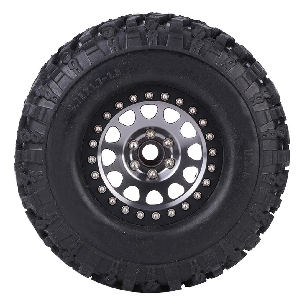 4pcs RC Universal Crawler Rubber Tire Metal Wheel Hub RC Car Accessory Couleur Titane