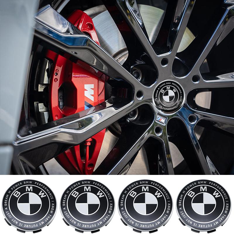 BBKR7 Car Thunder black white Logo Front Hood Emblem 82mm+Rear Badge 74mm+Wheel Hub Cap 68mm+56mm steering wheel sticker For All BMW