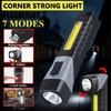 Powerful COB Flashlight Clip On Torch Handheld Camping Work Torch 90° Angle Lamp with Magnet Car Inspection Red Light Warning