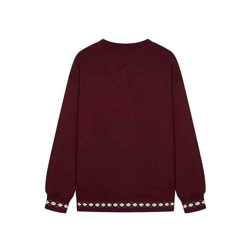 Teenie Weenie Women's Bear Plaid Patchwork Round Neck Sweatshirt