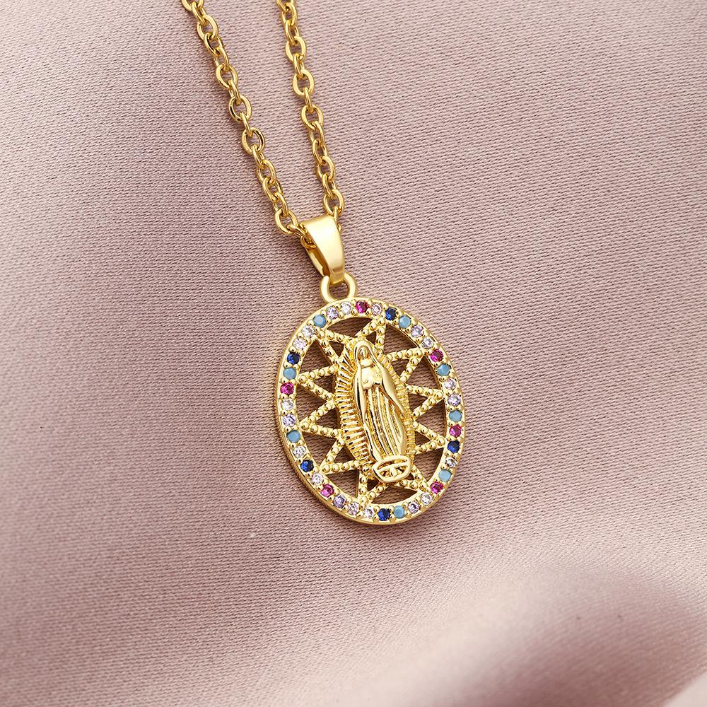 BLINGBAY женское ожерелье с подвеской, модные ювелирные изделия, ожерелье Девы Марии, женская цепочка из медного циркона из нержавеющей стали, модная цепочка на ключицу