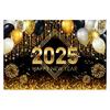 2025 С Новым годом Фон Блестящий Новогодний Подвесной Баннер Черный И Золотой Фото Фон для Домашнего Офиса Вечеринка Декор