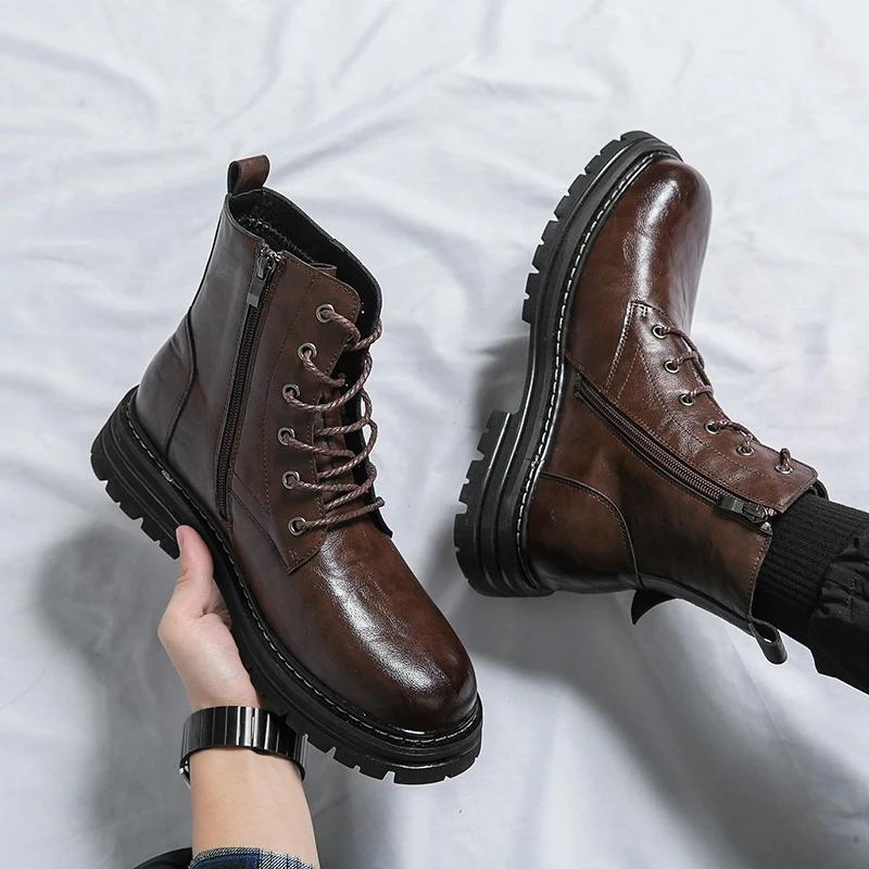 Fashion Fashion Trend Boots Fashion Thick Soled Motorcycle Boots Designer Winter Boot Formal Dress Shoes For Men Leather Ankle Boots