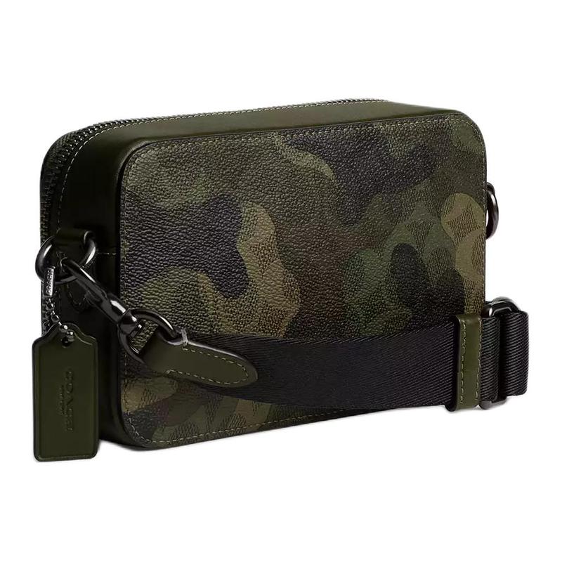 Coach Чартер 19 signature камуфляжный принт застежка-молния coated canvas кросс-боди на плечо маленькая мужская зеленая