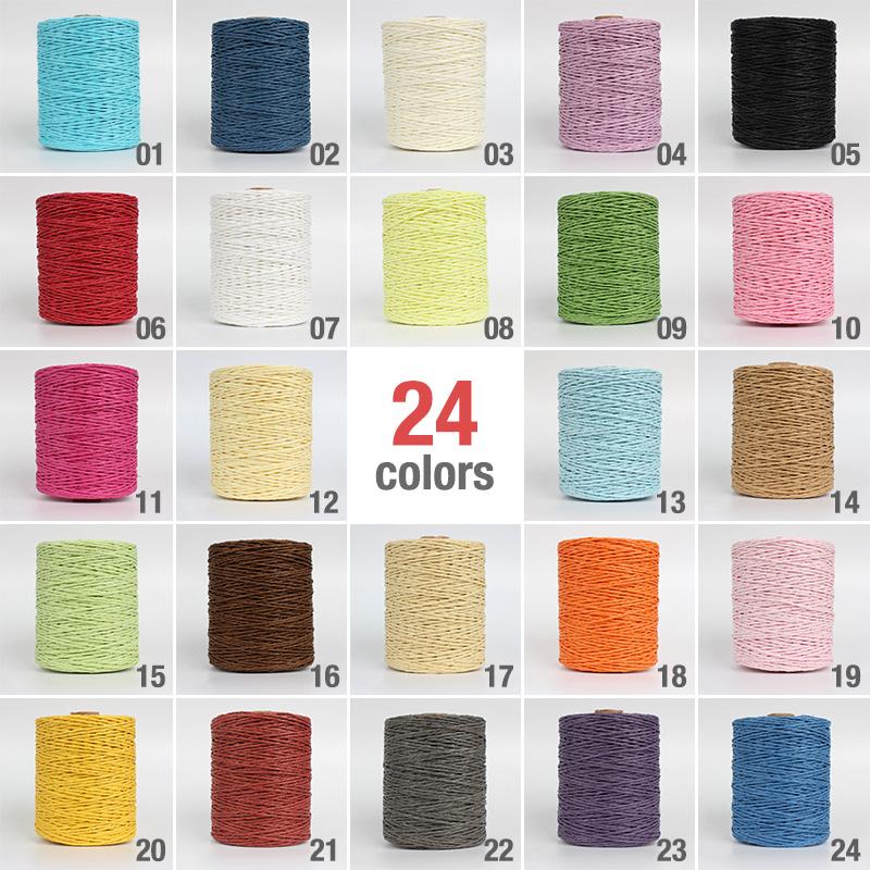 2 Roll Natural Raffia Straw Yarn Colorful Threads For Summer Hand Knit Crochet Hat HandBag Cushion Baskets Hand Craft Material