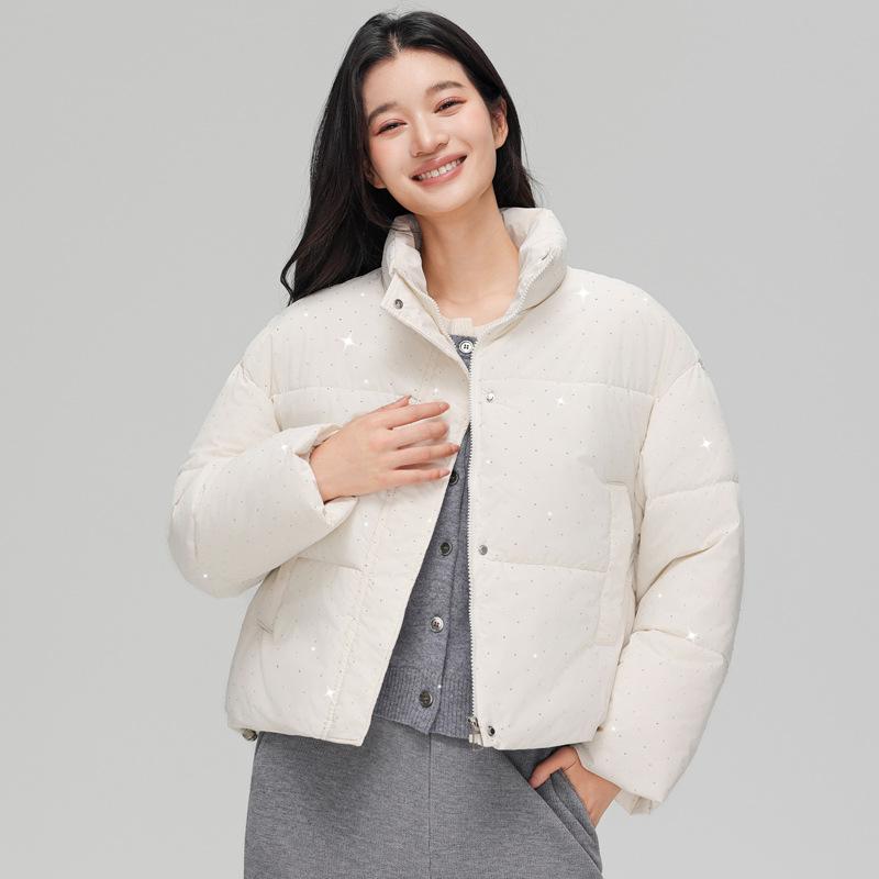 Down Padded Jacket Winter New Padded Jacket Short Comfortable Versatile Fashion Casual Warm Stand-up Collar Solid Color