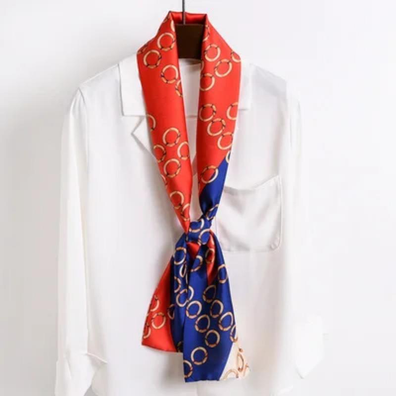 Хиджаб Натуральный Длинный Шелк Женский Принт Элегантные Шейные Платки Лента для Волос Головная Повязка Завязка Украшение Ручки Сумки Фуляр Воротник Косынка