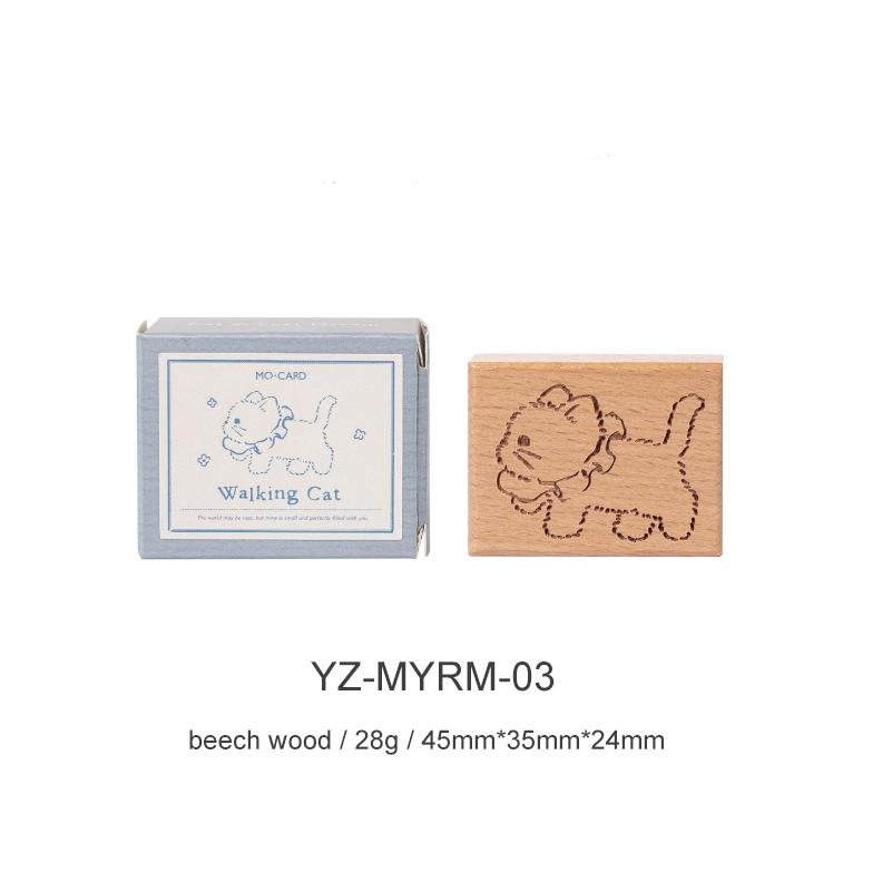 JIANWU Cat and Soft Dream Series Kawaii Cat Landscape Material Collage Wooden Stamp Creative DIY Journal Stationery