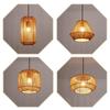 Lampe suspension rotin naturel NETTLIFE 1 lumière, Design bohème chic métal noir, Long, Luminaire E27 pour salle à manger salon