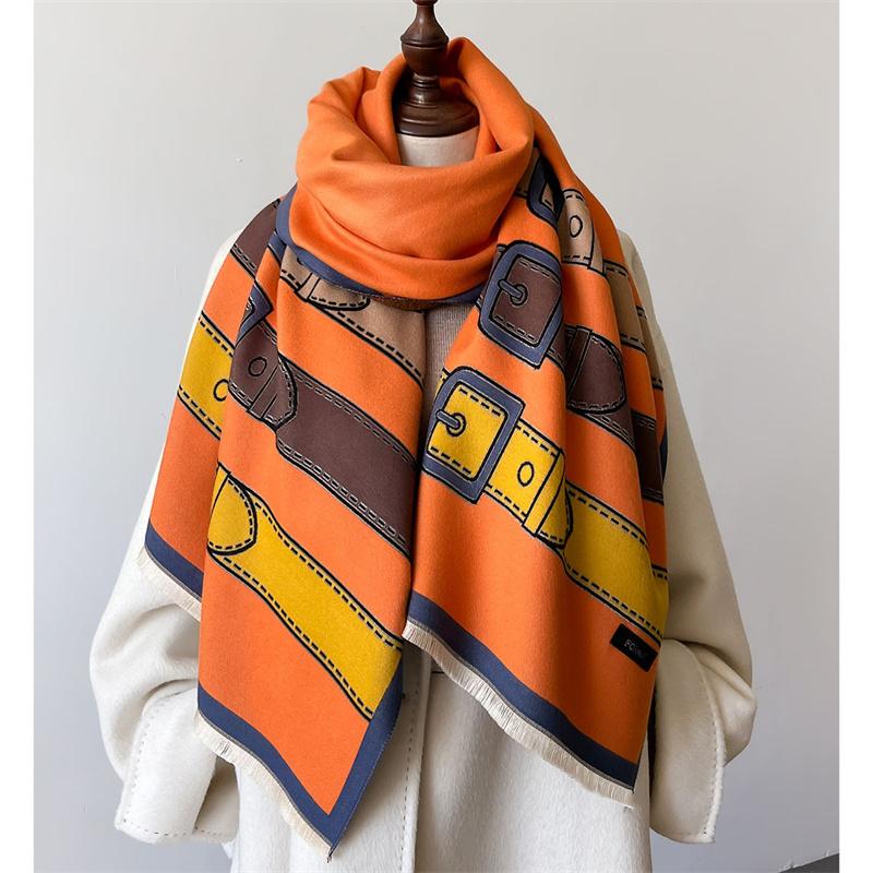 Осенне-зимний шарф для женщин, пашминовые шали и палантины, кашемировое одеяло, теплые толстые палантины для женщин, для активного отдыха, Bufanda, новый принт