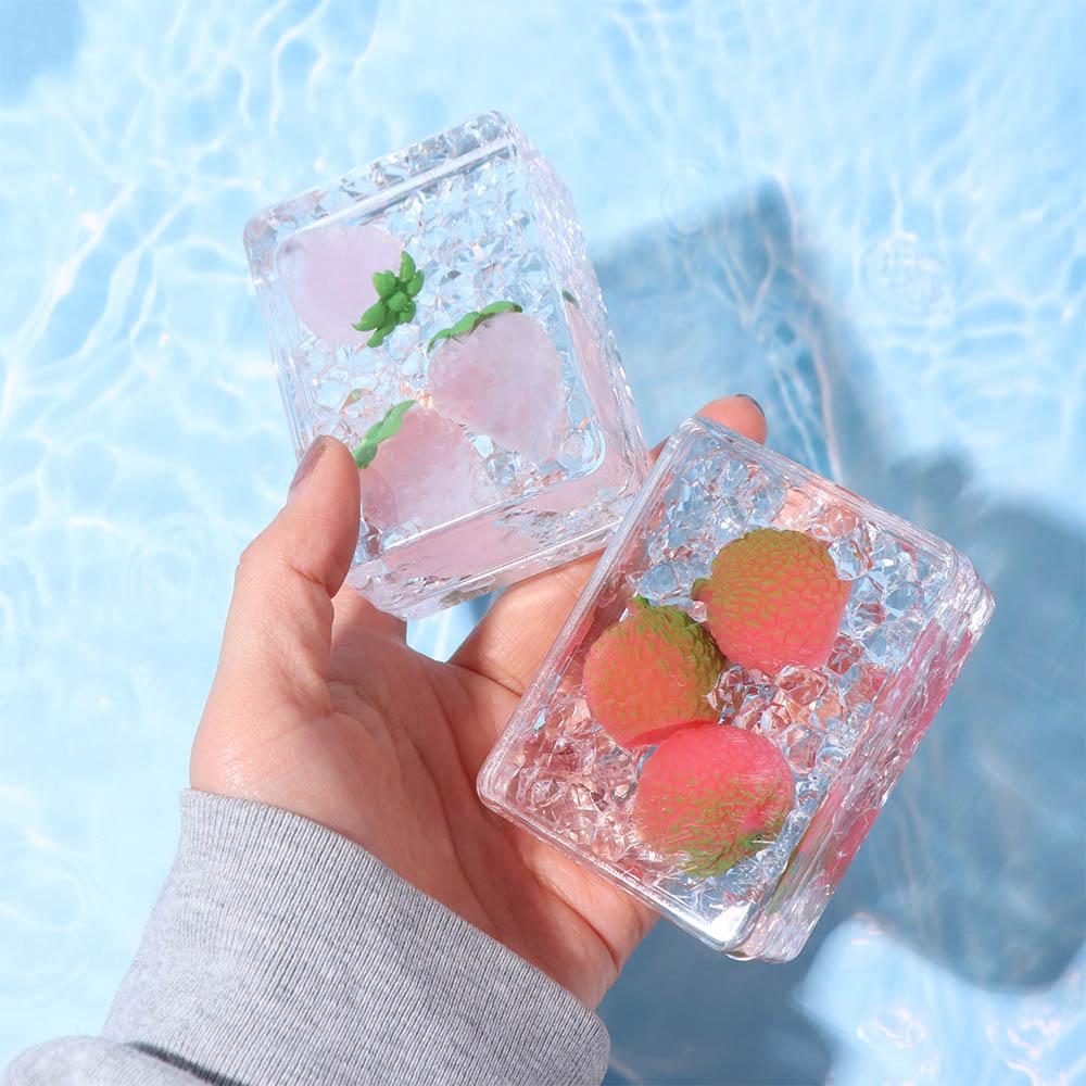 Rectangular Acrylic Ornament Transparent Oil Flowing Sand Ornament Fruit Sand Ornament Home Decor