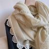 Early Autumn Fresh and Elegant Crochet Lace Cotton and Linen Thin Scarf Women's Fashion Outer Shawl Spring and Summer Decorative Long Silk Scarf