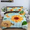 3D Пододеяльник с изображением подсолнуха King Queen, комплект постельного белья с желтыми цветами, цветочные зеленые листья, покрывало из 2/3 предметов из полиэстера, пододеяльник