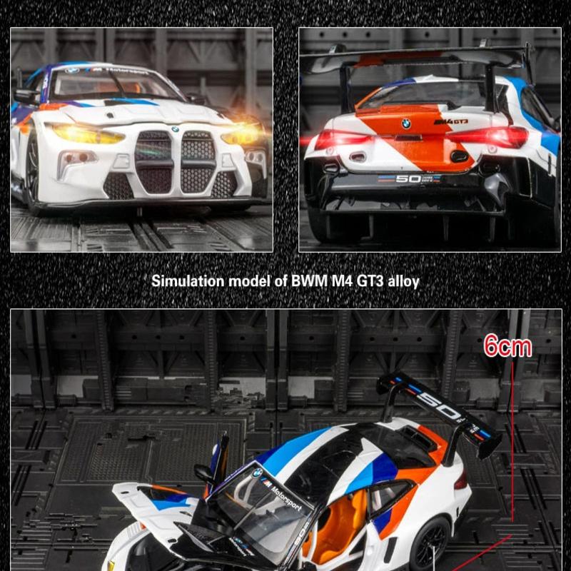 1:24 BMW M4 GT3 литой спортивный автомобиль модель игрушечная машинка литой металл модель транспортного средства имитация звука и света инерционный механизм коллекция детский подарок