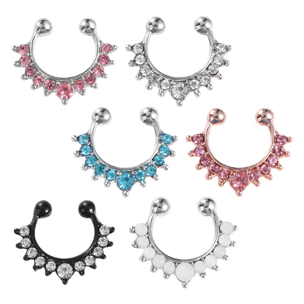 Модный Трендовый Металлический Панк Стразы Простой Медведь Нос Кафф Кольцо в Нос Пирсинг Тела Гвоздик в Нос