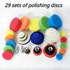 29Pcs Car Foam Drill Polishing Pad Kit 1.2/2/3 Inch Buffing Pads Sponge Set Kit M14 Drill Adapter Power Tool Car Polisher