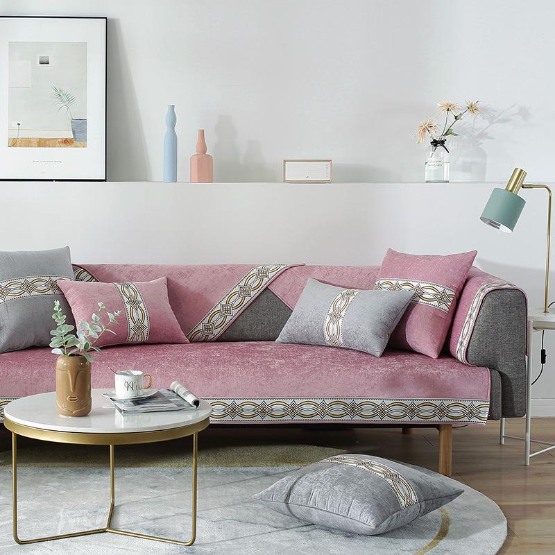 Четыре сезона диванная подушка Полотенце Универсальное кожаное синельное жаккардовое белое чехлы для диванов с вышивкой по краям Современные простые нескользящие