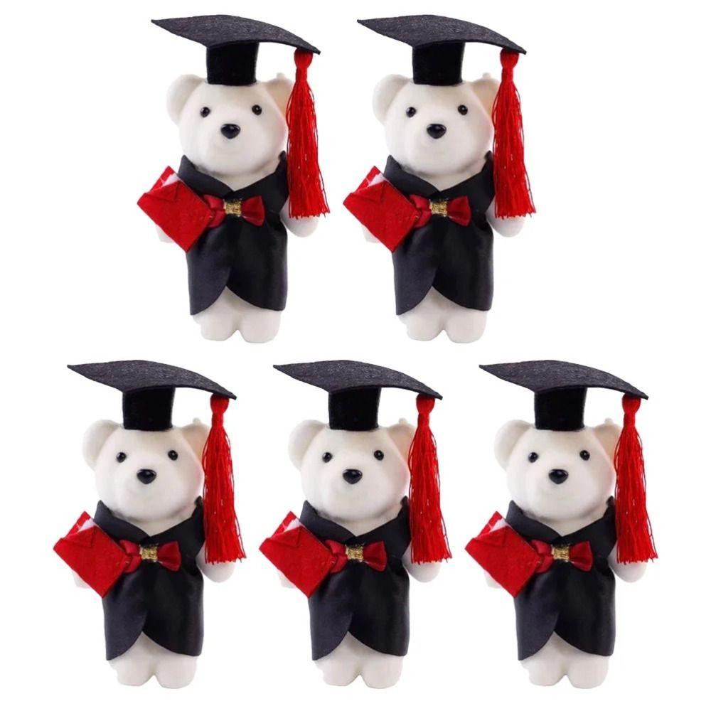 10 pcs/set Celebrate Party Mini Bear Flower Bouquet Bachelor Bear Plush Toy  Happy Graduation