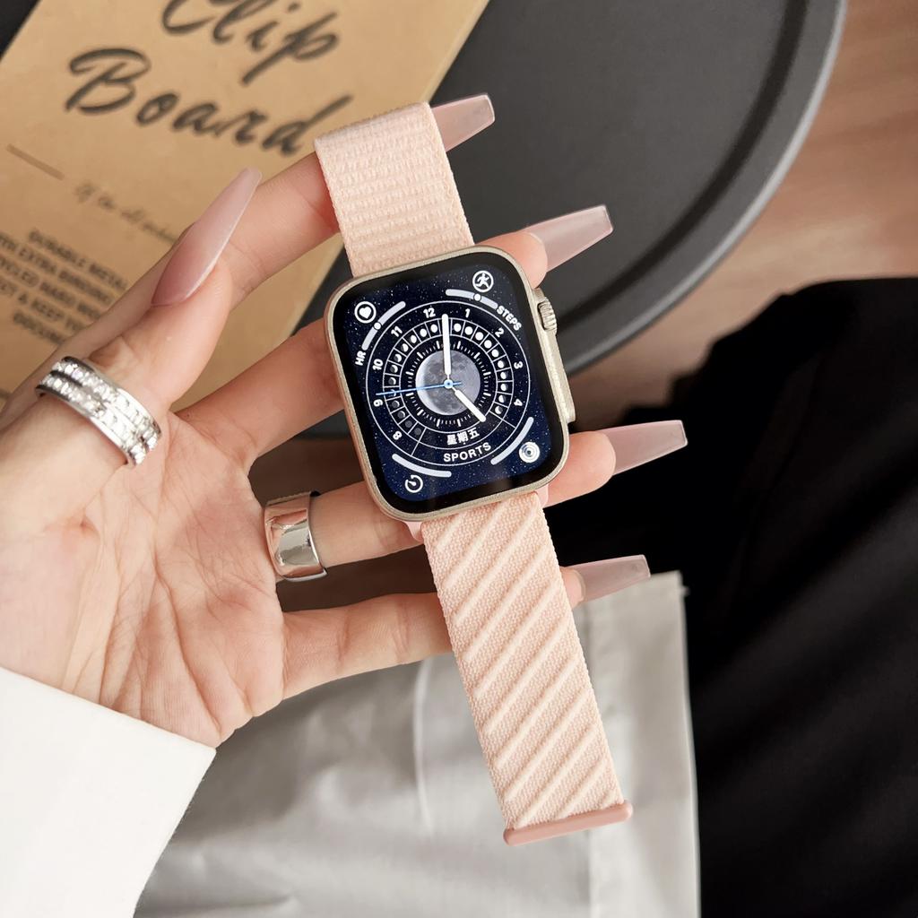 Watch Band for Apple Watch Series 10 9 8 7 SE 6 5 4 3 2 1 42mm 41mm 40mm 38mm Diagonal Stripes Adjustable Nylon Strap