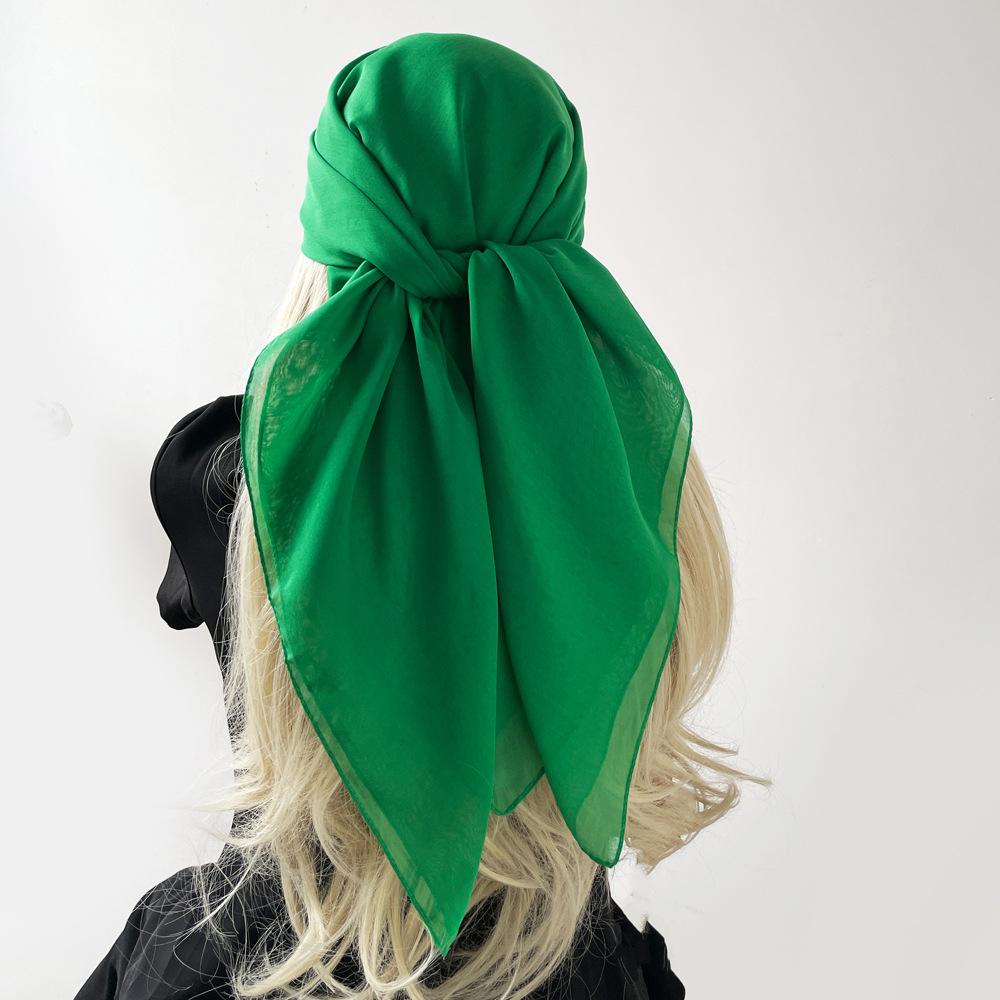 Большой квадратный шарф из пряжи сплошного цвета, весенний шелковый шарф, женский шарф