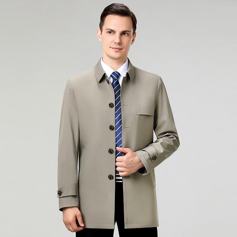 Аутентичная мужская куртка с лацканами из шелка тутового дерева, ветровка, мужское весенне-осеннее новое повседневное пальто средней длины в деловом стиле
