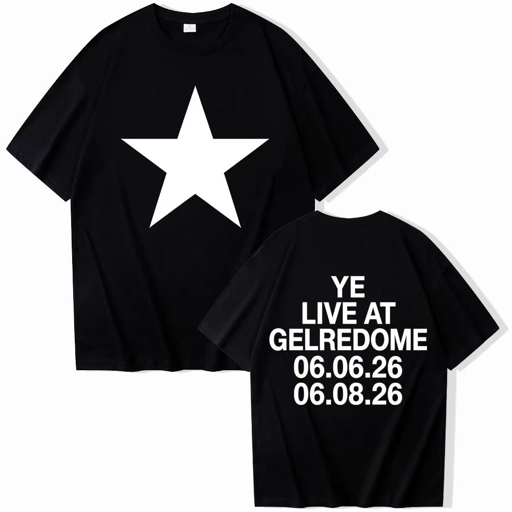 Футболка с принтом Kanye West Live At Gelredome 2026 Концертная футболка Мужская Женская Харадзюку Короткий рукав Подарок для фаната