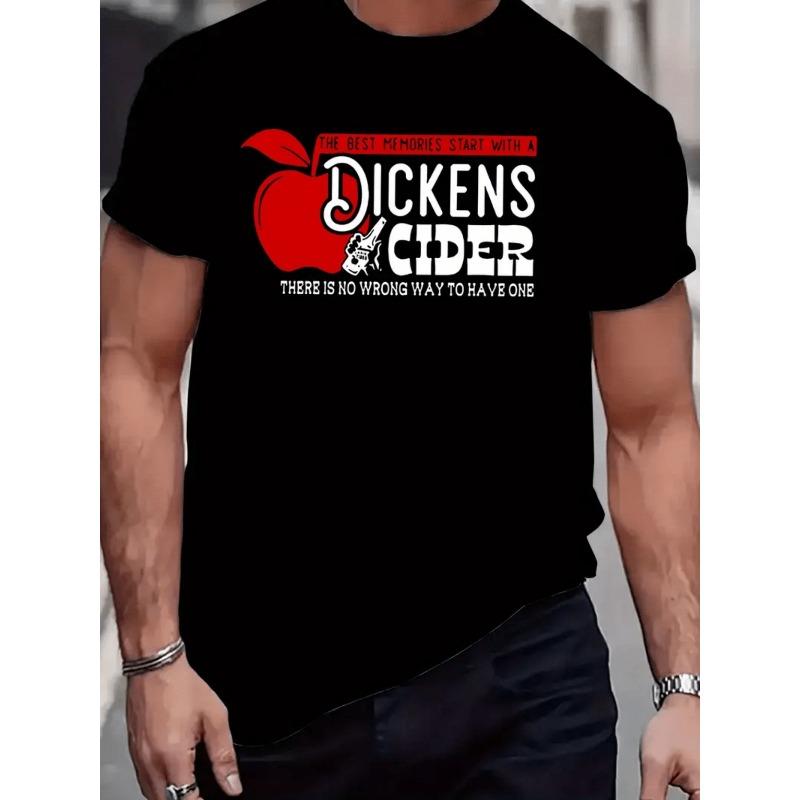 Мужская футболка с принтом Dickens Cider - Дизайн "Лучшие воспоминания начинаются с Dickens Cider", Черная футболка с коротким рукавом для повседневной летней носки