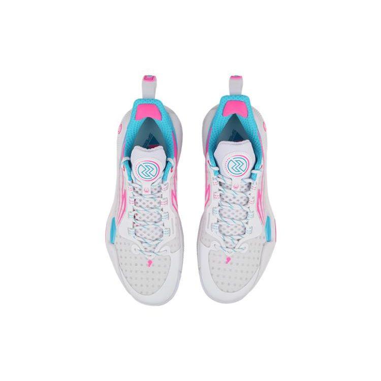 Баскетбольные кроссовки Li Ning Flash 9 с амортизацией, нескользящие, износостойкие, низкие, мужские, белые, розовые ABPT055-1